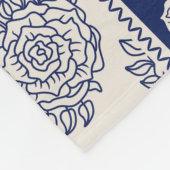 Indigo Blue Beige Floral Patchwork Fleecedecke (Ecke)