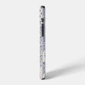 Indigo Blue Beige Floral Patchwork iPhone Hülle (Linke Seite)