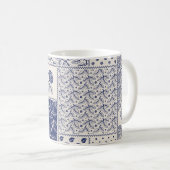 Indigo Blue Beige Floral Patchwork Kaffeetasse (VorderseiteRechts)