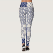 Indigo Blue Beige Floral Patchwork Leggings (Rückseite)