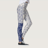 Indigo Blue Beige Floral Patchwork Leggings (Rechts)