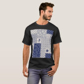 Indigo Blue Beige Floral Patchwork T-Shirt (Vorne ganz)