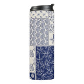 Indigo Blue Beige Floral Patchwork Thermosbecher (Nach links gedreht)