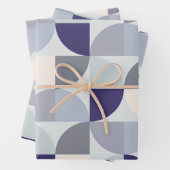 Indigo Blue Beige Gray Mitte Jahrhundert Modernste Geschenkpapier Set (Beispiel)