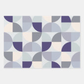 Indigo Blue Beige Gray Mitte Jahrhundert Modernste Geschenkpapier Set (Vorderseite)