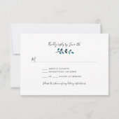 Indigo Blue + Black Floral Buffet Hochzeit RSVP Karte (Rückseite)