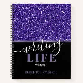 Indigo Blue Black Glitzer Personalisiert Writer Notizblock