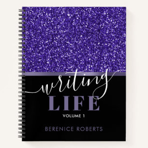 Indigo Blue Black Glitzer Personalisiert Writer Notizblock