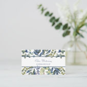 Indigo Blue Blätter Border Beruflich Visitenkarte (Stehend Vorderseite)