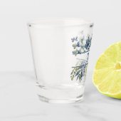 Indigo Blue Blätter Border Monogram Schnapsglas (Links)