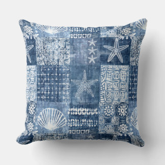 Indigo Blue Boho Coastal Throw Kissen