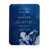 Indigo Blue Botanical Wedding Magnet (Vertikal)