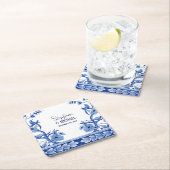 Indigo Blue Chinese Floral Art Brautparty Dekorati Rechteckiger Pappuntersetzer (Vor Ort)