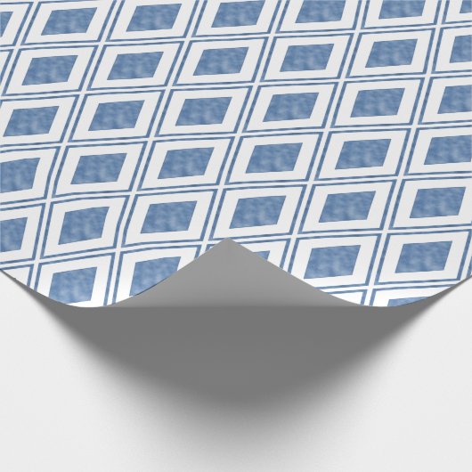 Indigo Blue Diamond Muster Geschenkpapier (Ecke)