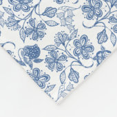 Indigo Blue Ethnic Floral Print Fleece Blanket (Ecke)