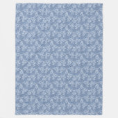 Indigo Blue Ethnic Floral Print Fleece Blanket (Vorderseite)