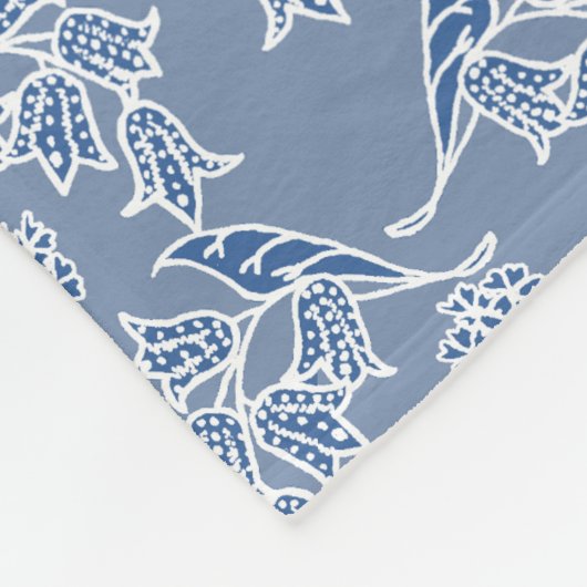 Indigo Blue Ethnic Floral Print Fleece Blanket (Ecke)