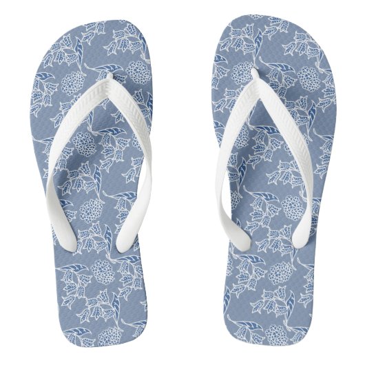 Indigo Blue Ethnic Floral Print Flip Flops Badesandalen (Fußbett)