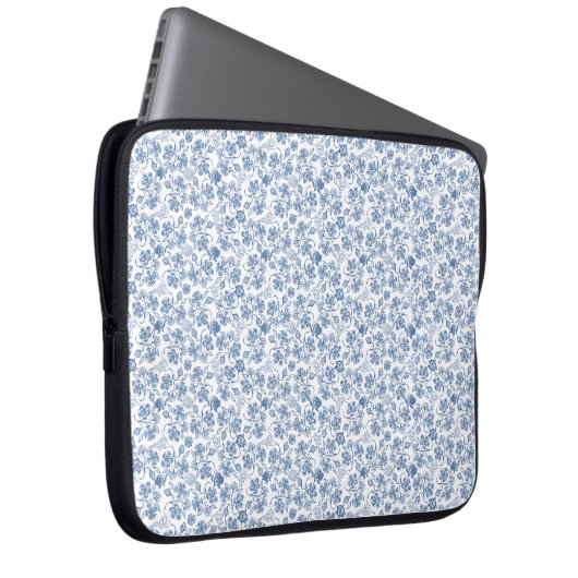 Indigo Blue Ethnic Floral Print Laptop-Sieb Laptopschutzhülle (Vorne Rechts)