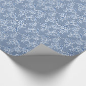 Indigo Blue Ethnic Floral Print Wrapping Paper Geschenkpapier (Ecke)