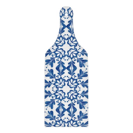 Indigo Blue Floral Azulejo Pattern Portugiesisch Schneidebrett (Vorderseite)