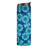 Indigo Blue Floral Chinesisches Fliesenmuster Thermosbecher (Nach links gedreht)