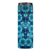 Indigo Blue Floral Chinesisches Fliesenmuster Thermosbecher (Rückseite)