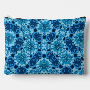 Indigo Blue Floral Chinesisches Fliesenmuster Zubehörtasche