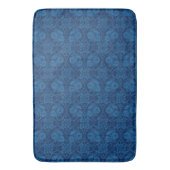 Indigo Blue Floral Imitate Spitzen Muster Badematte (Vorderseite Vertikal)