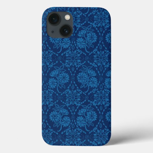 Indigo Blue Floral Imitate Spitzen Muster Case-Mate iPhone Hülle (Rückseite)