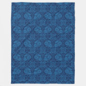 Indigo Blue Floral Imitate Spitzen Muster Fleecedecke (Vorderseite)