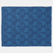 Indigo Blue Floral Imitate Spitzen Muster Fleecedecke (Vorderseite (Horizontal))