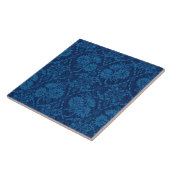 Indigo Blue Floral Imitate Spitzen Muster Fliese (Seite)