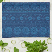 Indigo Blue Floral Imitate Spitzen Muster Geschirrtuch (Gefaltet)