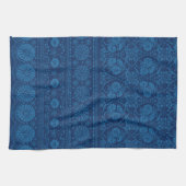 Indigo Blue Floral Imitate Spitzen Muster Geschirrtuch (Horizontal)