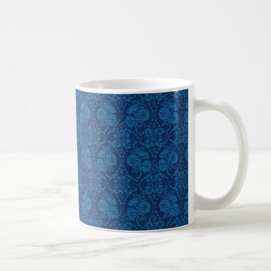 Indigo Blue Floral Imitate Spitzen Muster Kaffeetasse (Rechts)