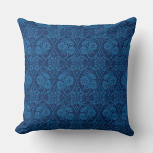 Indigo Blue Floral Imitate Spitzen Muster Kissen