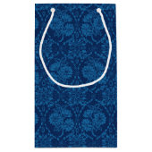Indigo Blue Floral Imitate Spitzen Muster Kleine Geschenktüte (Rückseite)