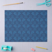 Indigo Blue Floral Imitate Spitzen Muster Seidenpapier (Basteln)