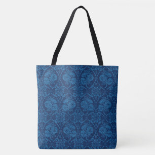 Indigo Blue Floral Imitate Spitzen Muster Tasche