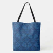 Indigo Blue Floral Imitate Spitzen Muster Tasche (Rückseite)