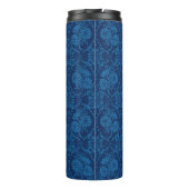 Indigo Blue Floral Imitate Spitzen Muster Thermosbecher (Rückseite)