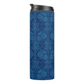 Indigo Blue Floral Imitate Spitzen Muster Thermosbecher (Nach rechts gedreht)