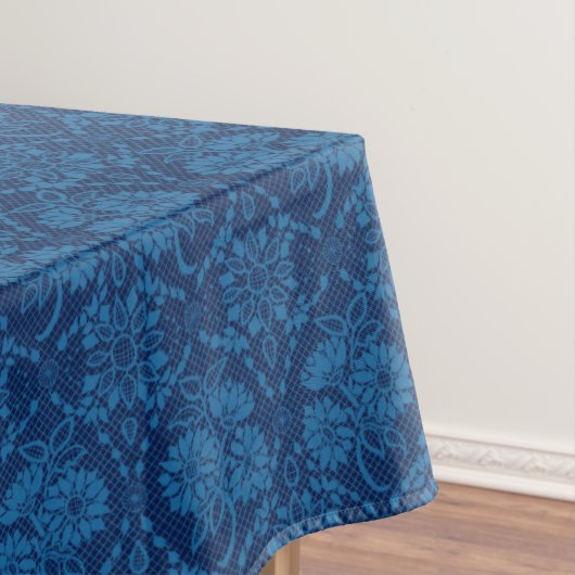 Indigo Blue Floral Imitate Spitzen Muster Tischdecke (Beispiel)