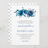 Indigo Blue Floral + traditionelle Formulierung Ho Einladung (Vorne/Hinten)