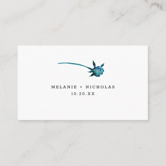 Indigo Blue Floral wedding RSVP online Begleitkarte (Rückseite)