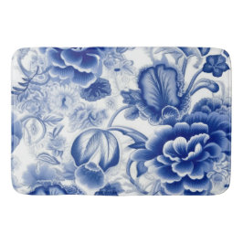 Indigo Blue Flowers Badematte