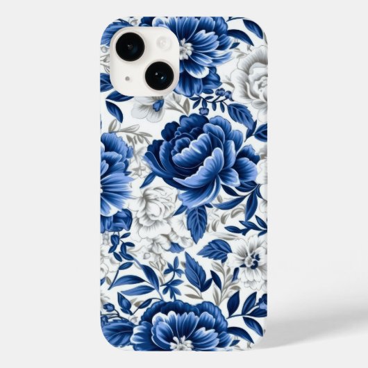 Indigo Blue Flowers Case-Mate iPhone Hülle (Rückseite)