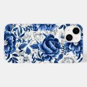 Indigo Blue Flowers Case-Mate iPhone Hülle (Rückseite (Horizontal))