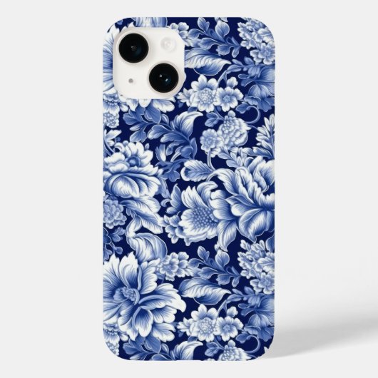 Indigo Blue Flowers Case-Mate iPhone Hülle (Rückseite)